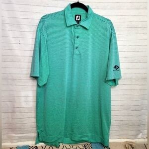 FOOTJOY AQUA GREEN STRIPED POLO, SZ LARGE